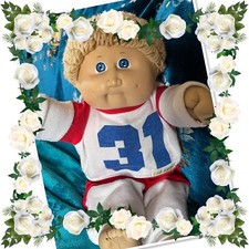 Lovely Vintage Cabbage Patch Kids Boy Doll Sandy Hair Blue Eyes HM2 Tracksuit