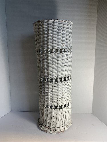 Vtg white wicker umbrella cane - vtg,