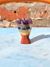 Pocket Stone Carved Gemstone Luck Guardian Angels Crystal Healing Statue 2inch