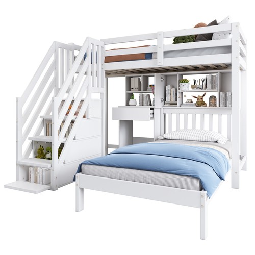 Bunk bed with stairs desk - bunk,