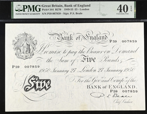 White five pound note - £5,