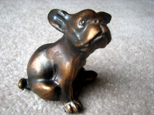 Vintage bronze boxer puppy dog - vintage,