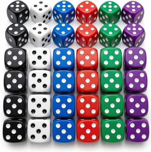 30pcs 16mm sided - 6-sided, coloured