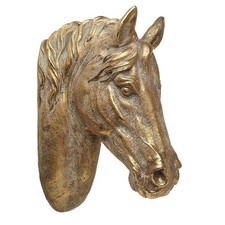 Golden resin horse head - resin,