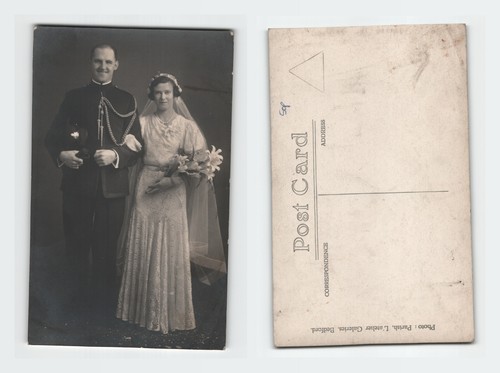 Vintage rppc postcard wedding - vintage,