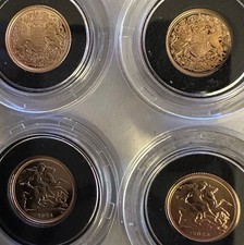 ONE 22k 2g solid gold sovereign coin dates from 2009 to 2024