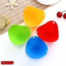 4x Silicone Egg Poacher Cups Poaching Pods Pan Poached Mould Cooking Microwave