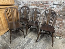 Vintage Wheel Back Dining Chairs Set Of 4 