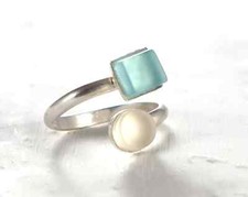 Bombay Sapphire Ring-Recycled Glass-Gin and Tonic-Boho-Handmade-Sterling Silver