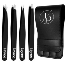 EYEBROW TWEEZERS SET PROFESSIONAL 4 - PIECE HAIR BEAUTY PLUCKERS STAINLESS STEEL