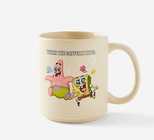 NEW SPONGEBOB & PATRICK ‘WHEN THE CAFFEINE HITS’ MUG FLOWERS & BUBBLES CUP