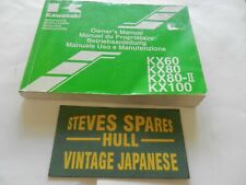KAWASAKI  KX60B17,KX80W3/X3/Y3/Z3,KX100C3, OWNERS HANDBOOK MANUAL. preowned
