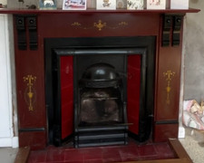 Antique Victorian/Edwardian Painted Welsh Slate and Cast Iron Fireplace
