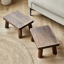 Wooden Low Stool Change Shoes Footstool Rectangle Small Bench for Living Room e