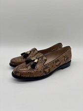 Moda in Pelle Brown Snake Print Leather Flat Shoes - EU 41 / UK Size 8