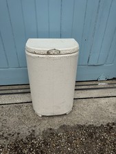 Vintage Loyd Loom Style Laundry Hamper White