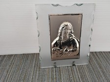 Vintage 925% STERLING SILVER Religious Icon Wall Plaque,Ornate,Embossed,Jesus 