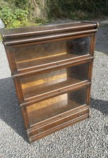 Globe Wernicke Antique /  Vintage Oak Barristers 3 Section With Drawer Bookcase.