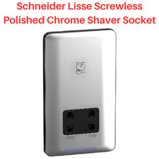 SCHNEIDER Lisse Screwless Polished Chrome Shaver Socket Black Ins. GGBL7090BPCS