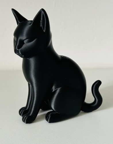 Printed plastic black cat - printed,