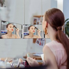 3 Way Trifold Mirror 360° Barber Hanging Brackets Self Hair Cut Clear
