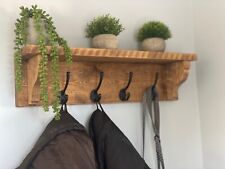 Rustic Wooden Coat Rack with Shelf, Coat Hooks, Coat Storage, Hallway Storage