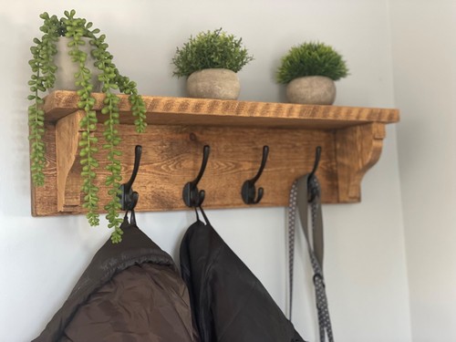 Rustic wooden coat rack - wooden,