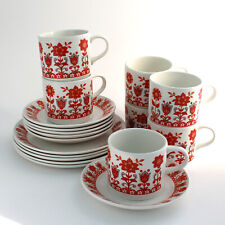 Vintage 1970s Johnson Brothers Staffordshire UK 'Tudor Orange' coffee / tea set