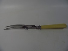Vintage Carving Fork Cream Composite Handle & Finger Guard Retro Cutlery