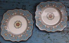Wedgwood Florentine Turquoise Square Cake/Salad Plates PAIR. 8.5ins Vintage