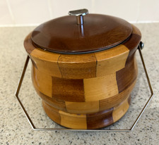 Vintage wooden biscuit barrel