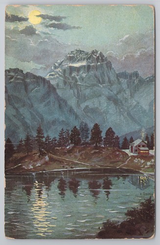 Moonlit lake postcard pte - lake,