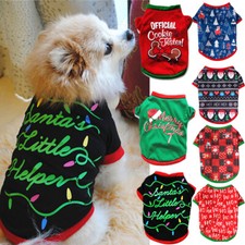 Pet Christmas Clothes Puppy Dog Jumper Small Yorkie Chihuahua Cat T-shirt Outfit