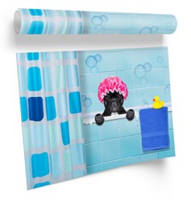 French Bulldog Bathroom Blue FRAMED ART PRINT Picture Poster Artwork