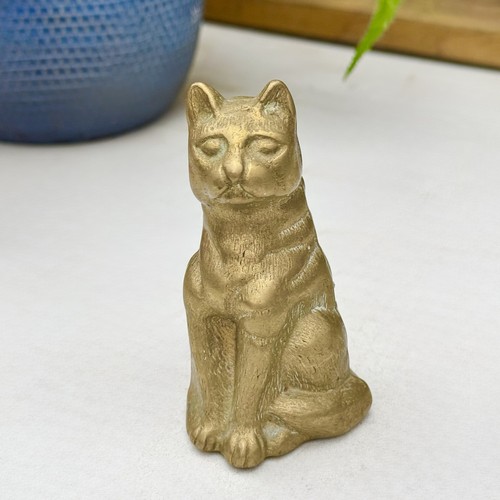 Vintage brass cat figurine - vintage,