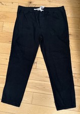 Marks & Spencer Mens black Chino Trousers drawstring W42-44 L33 Elastic waist 