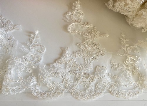 Ivory sequins lace trim - lace,