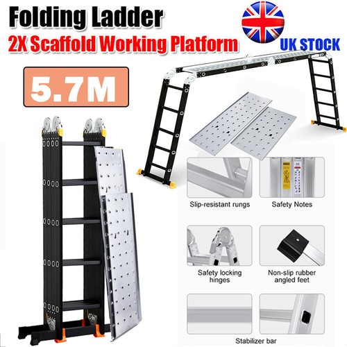 Aluminium folding ladder - 5.7m,