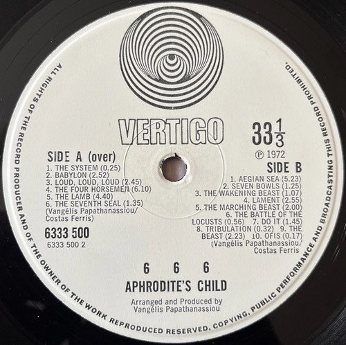 Aphrodite child 666 lp - aphrodite’s,