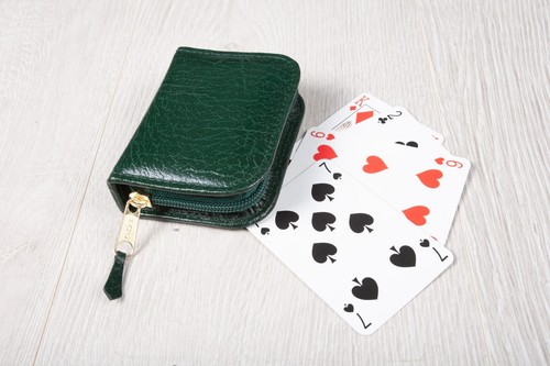 Playing card holder leather - playing,
