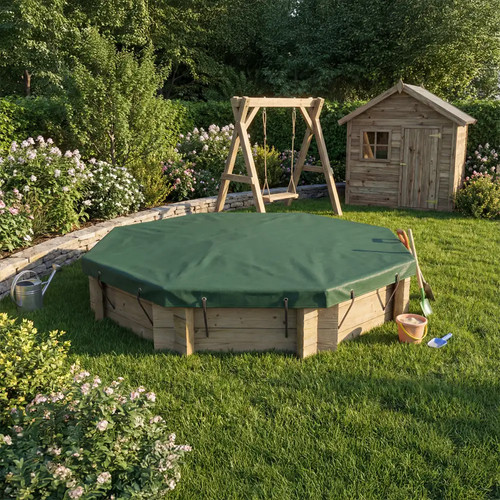 Wooden sandpit 6ft octagonal - wooden,