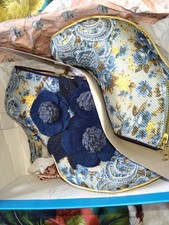 Irregular Choice Women's Ankle Boots Size 7  Blue Check With Navy Flowers, Boxed