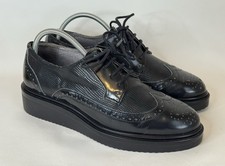 Kanna Women’s Black Leather Lace Up Brogues Shoes EU 37 UK Size 5