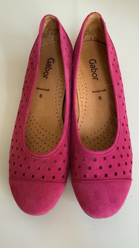 Gabor ruffle pink suede ballet - suede,