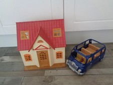 sylvanian families bundle-cosy cottage starter home+bluebell 7 seater family car