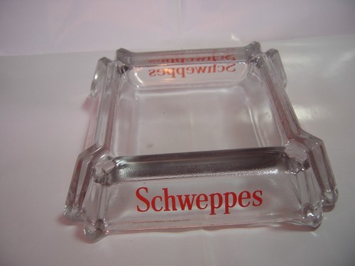 Large vintage schweppes glass - schweppes,