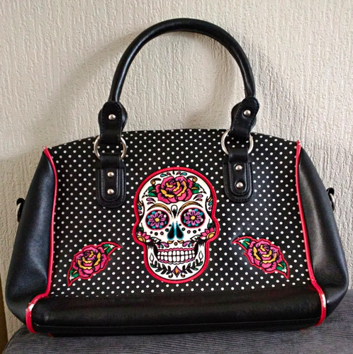 Skull polka dot top handle - skull,