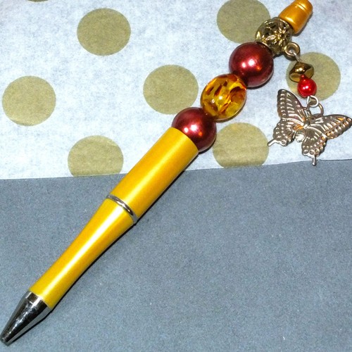 Handmade butterfly beaded pen - butterfly,