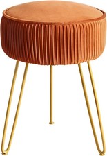 Modern Velvet Ottoman Brown with Gold Legs Footrest for Living Room Upholstered