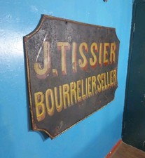 Genuine Antique French Hand Painted Double Sided Sign Saddler Horse Tack